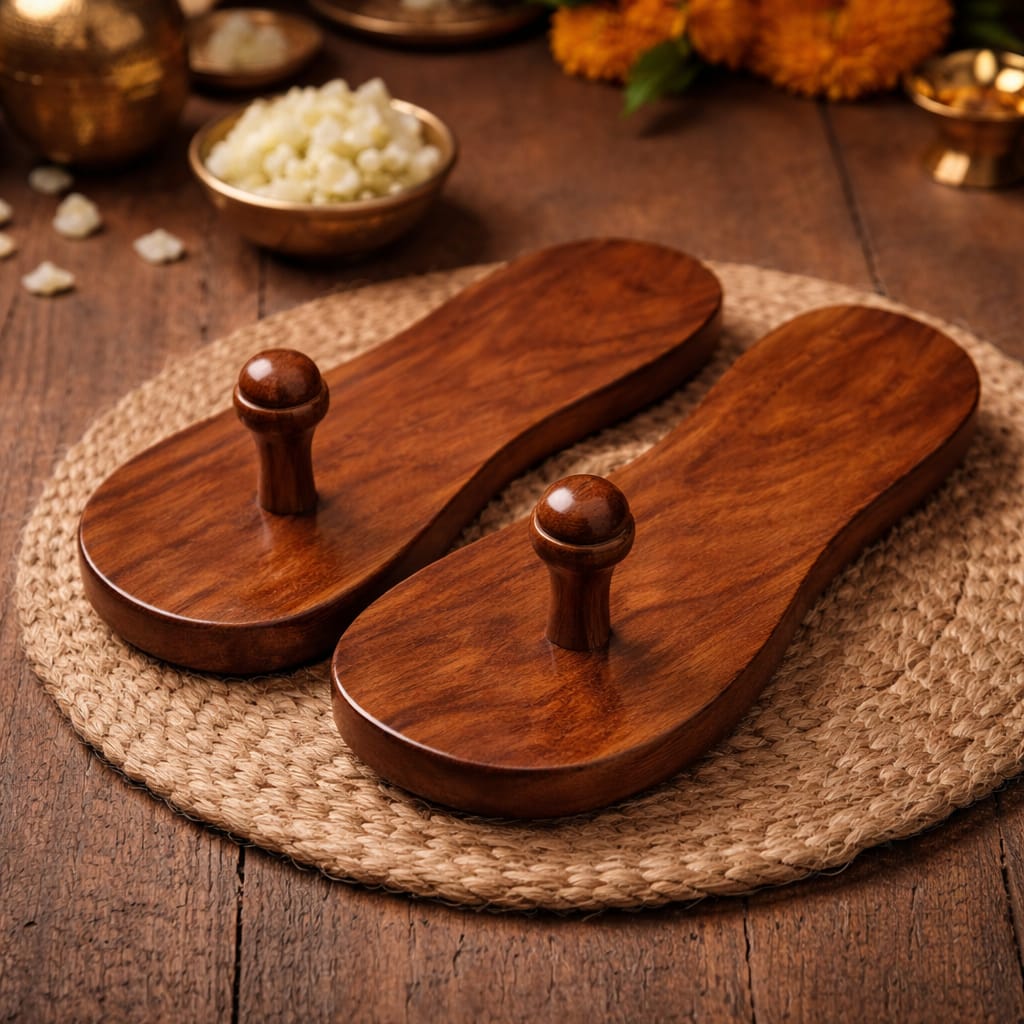 MahalaxmiVastu Energised Wooden Khadau (Paduka) | Traditional Spiritual Sandals