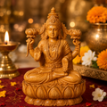 MahalaxmiVastu Energised Wooden Goddess Lakshmi Idol | Handcrafted Lakshmi Murti for Home Temple (Available in 5 & 8 Inch)