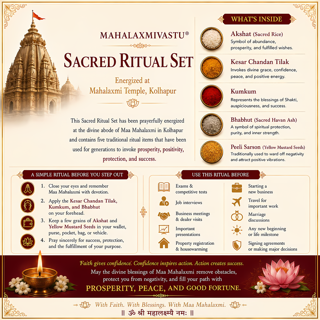 MAHALAXMIVASTU  Energised Sacred Ritual Set | 5 Sacred Puja Essentials for Daily Blessings & Auspicious Beginnings