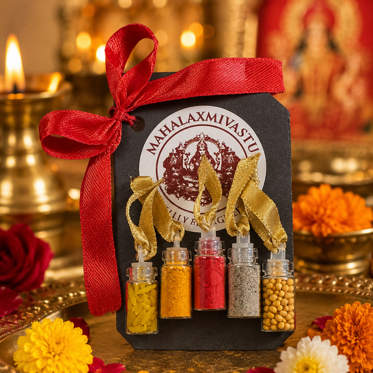 MAHALAXMIVASTU  Energised Sacred Ritual Set | 5 Sacred Puja Essentials for Daily Blessings & Auspicious Beginnings