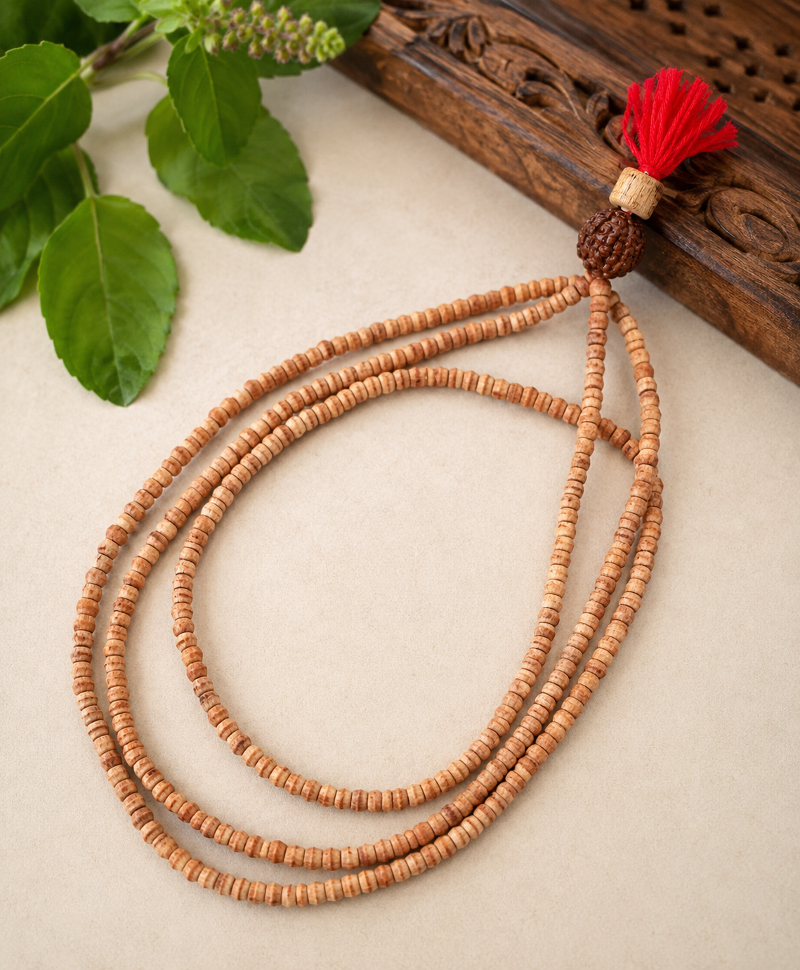 MahalaxmiVastu Energised Tulsi Kanthi Mala | Sacred Tulsi Wood Necklace for Daily Wear & Spiritual Protection