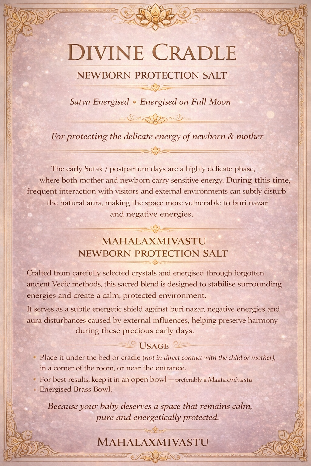 MahalaxmiVastu Divine Cradle - Newborn Protection Salt 350 g